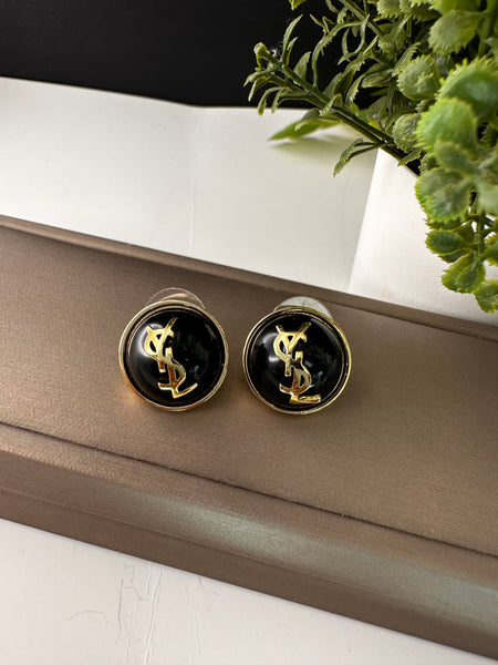 Gold Plated YSL Style Pearl Earrings