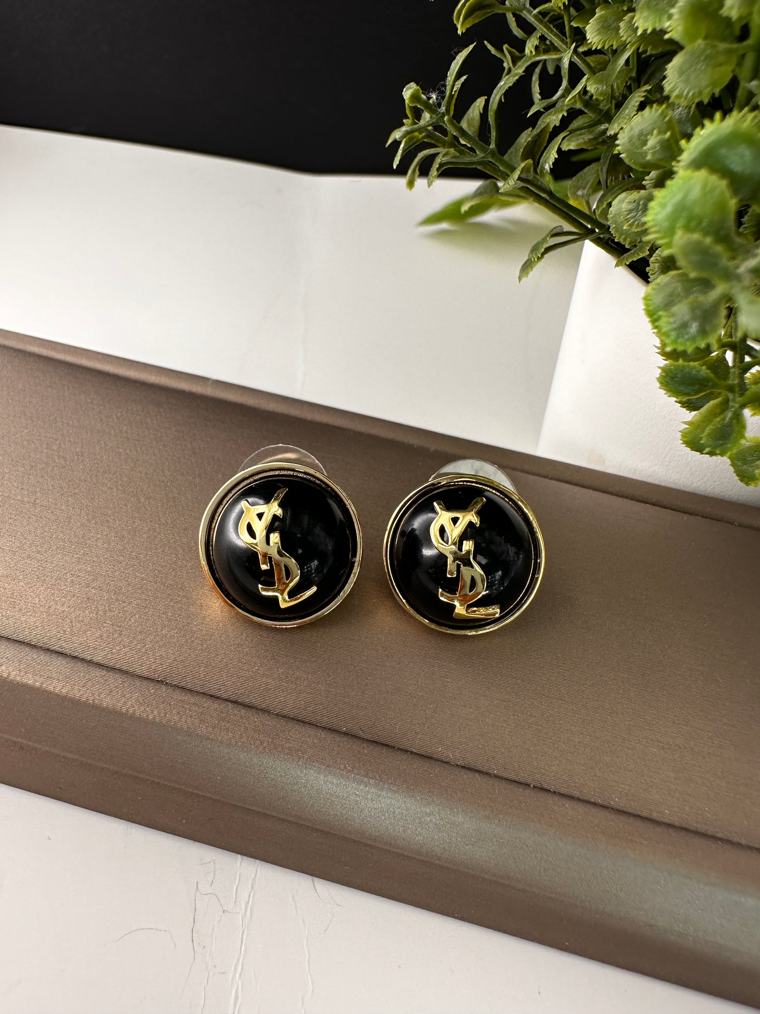 Gold Plated YSL Style Pearl Earrings
