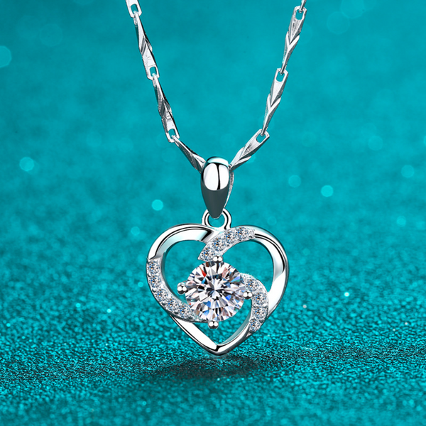 Solid Sterling Silver Necklace with Heart Pendant