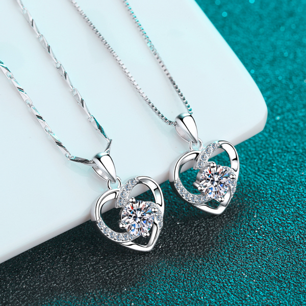 Solid Sterling Silver Necklace with Heart Pendant