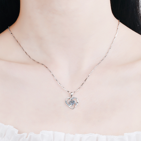 Solid Sterling Silver Necklace with Heart Pendant