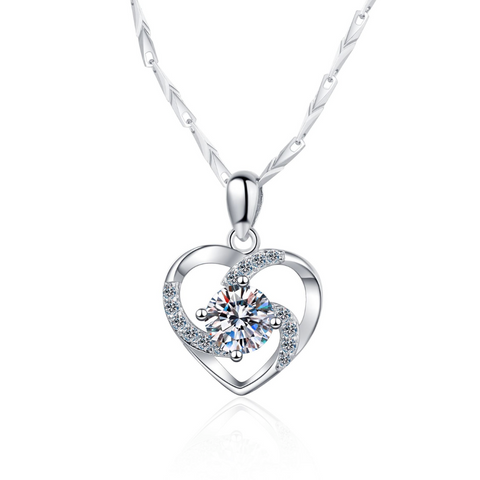 Solid Sterling Silver Necklace with Heart Pendant