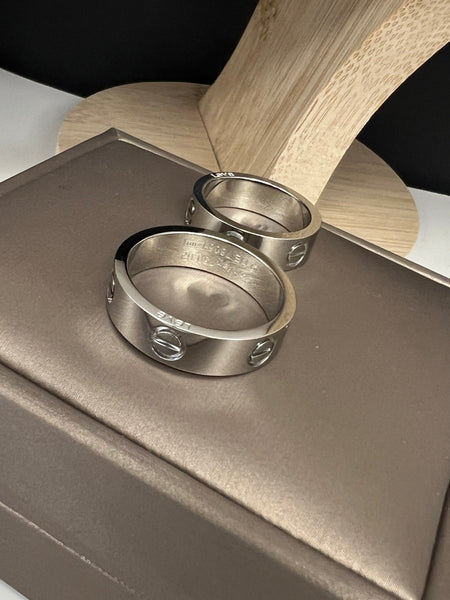 6mm Stainless White Gold Plated Love Ring