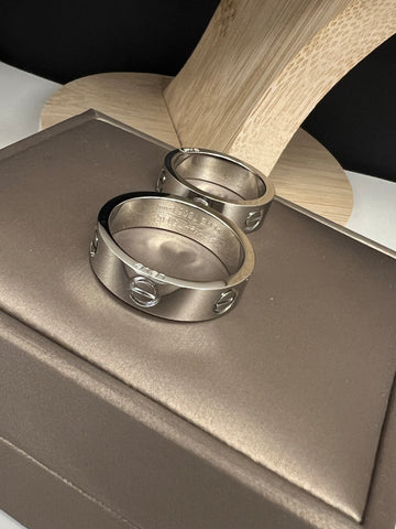 6mm Stainless White Gold Plated Love Ring