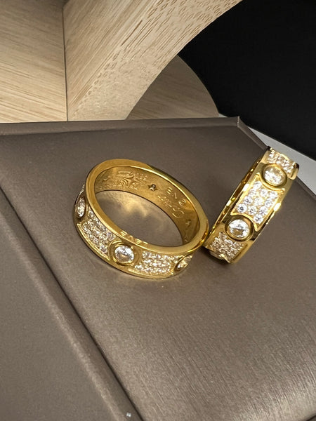 6mm Stainless 18k Gold Plated Cz Love Ring