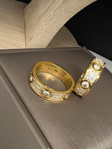 6mm Stainless 18k Gold Plated Cz Love Ring