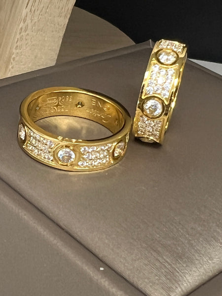 6mm Stainless 18k Gold Plated Cz Love Ring