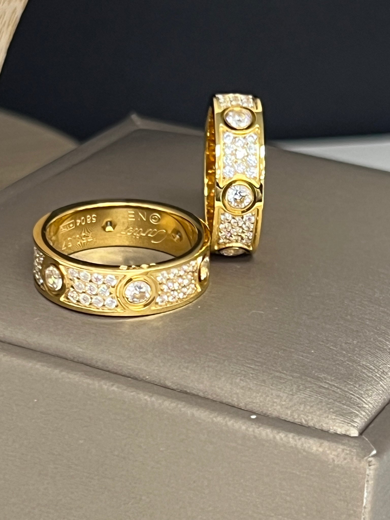 6mm Stainless 18k Gold Plated Cz Love Ring