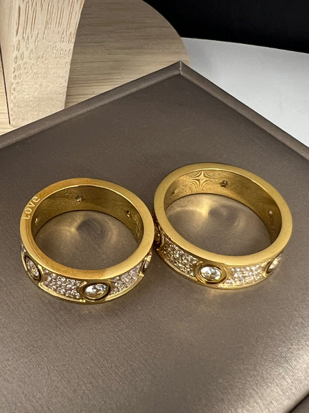 6mm Stainless 18k Gold Plated Cz Love Ring