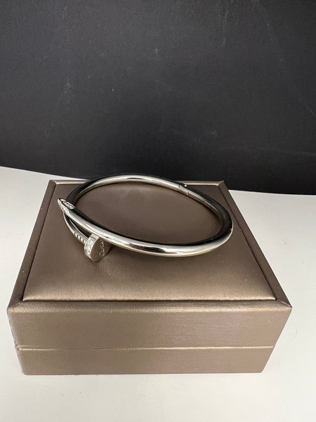 18K White Gold Plated Titanium Steel NAIL Bracelet