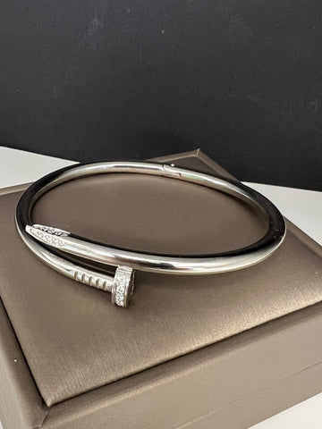 18K White Gold Plated Titanium Steel NAIL Bracelet