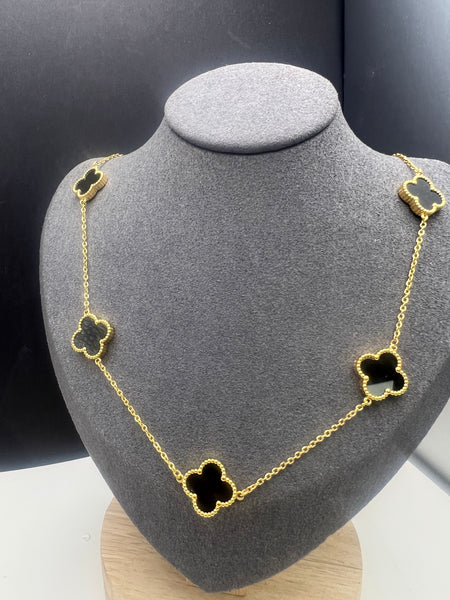 18k Gold Plated 5Clovers Choker Necklace chain length 45+5cm