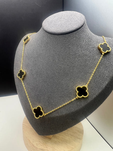 18k Gold Plated 5Clovers Choker Necklace chain length 45+5cm