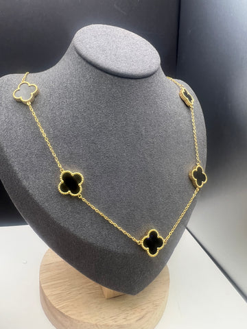 18k Gold Plated 5Clovers Choker Necklace chain length 45+5cm