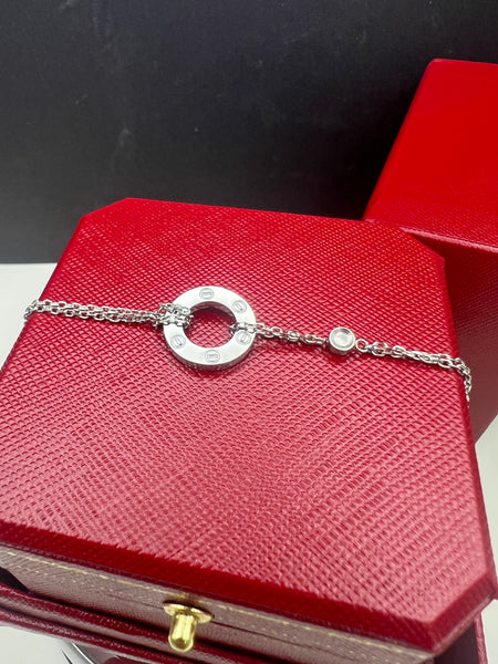 Silver Titanium Steel Love Chain Bracelet.