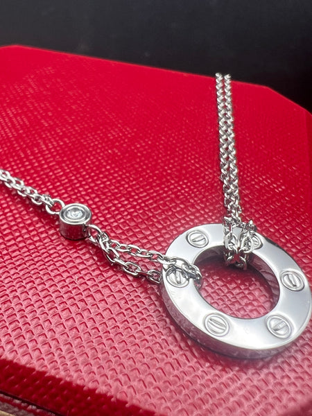 Silver Titanium Steel Love Chain Bracelet.