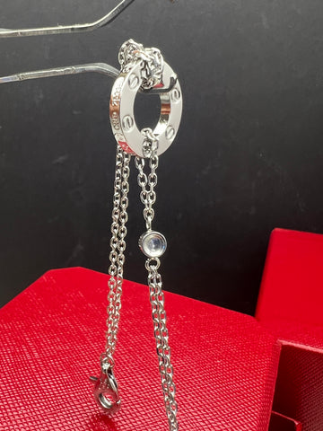 Silver Titanium Steel Love Chain Bracelet.