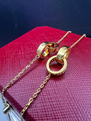 18k Gold Plated Love Ring Chain Bracelet