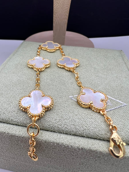 Vintage Alhambra 18k Gold Plated 5 Motifs Bracelet