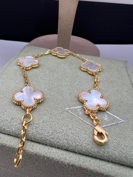 Vintage Alhambra 18k Gold Plated 5 Motifs Bracelet
