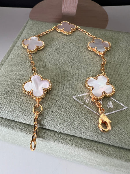 Vintage Alhambra 18k Gold Plated 5 Motifs Bracelet