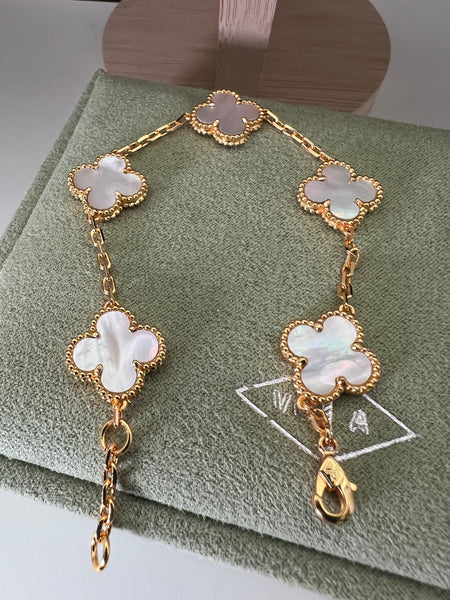 Vintage Alhambra 18k Gold Plated 5 Motifs Bracelet