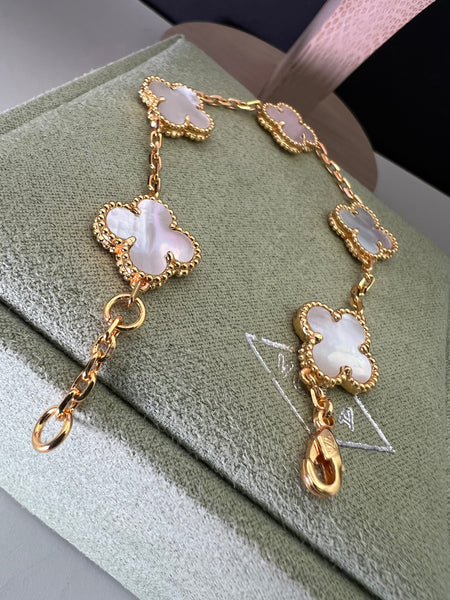 Vintage Alhambra 18k Gold Plated 5 Motifs Bracelet
