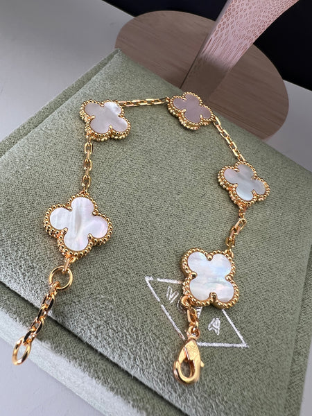 Vintage Alhambra 18k Gold Plated 5 Motifs Bracelet