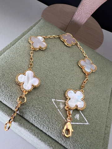 Vintage Alhambra 18k Gold Plated 5 Motifs Bracelet
