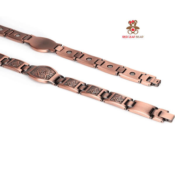 Red Leaf Bear - FREE Shipping - Something for Everyone Bracelet Men's Pure Copper Magnetic Therapy Masonic Bracelet.