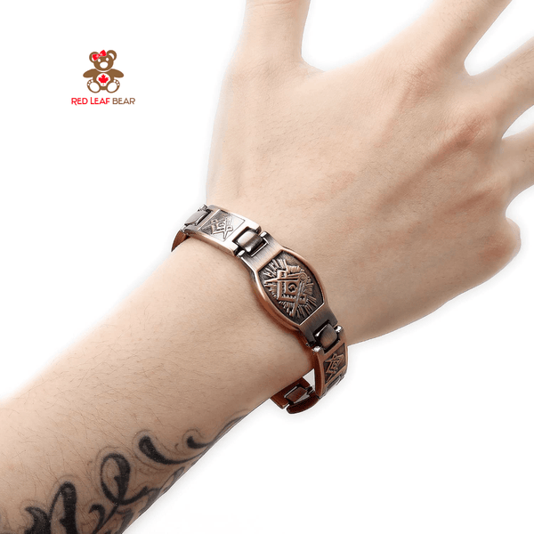 Red Leaf Bear - FREE Shipping - Something for Everyone Bracelet Men's Pure Copper Magnetic Therapy Masonic Bracelet.