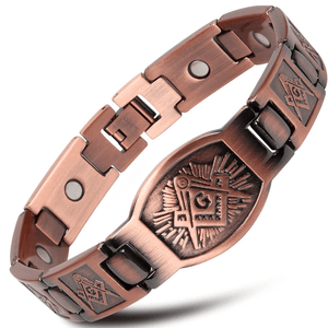 Red Leaf Bear - FREE Shipping - Something for Everyone Bracelet Men's Pure Copper Magnetic Therapy Masonic Bracelet.