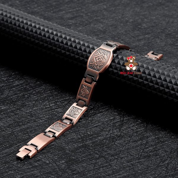 Red Leaf Bear - FREE Shipping - Something for Everyone Bracelet Men's Pure Copper Magnetic Therapy Masonic Bracelet.