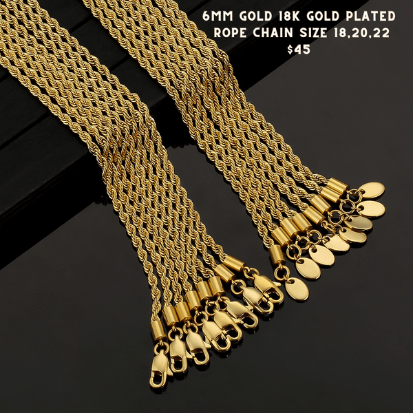 Red Leaf Bear - FREE Shipping Over $75 - Something for Everyone 18K Stainless Steel 6mm Rope Chain