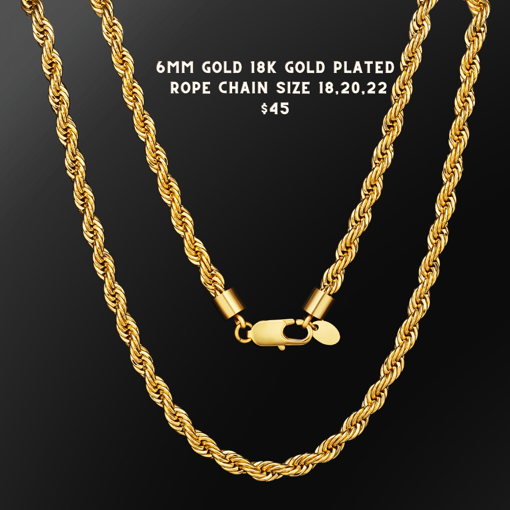 Red Leaf Bear - FREE Shipping Over $75 - Something for Everyone 18K Stainless Steel 6mm Rope Chain