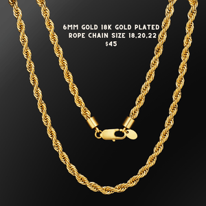 Red Leaf Bear - FREE Shipping Over $75 - Something for Everyone 18K Stainless Steel 6mm Rope Chain