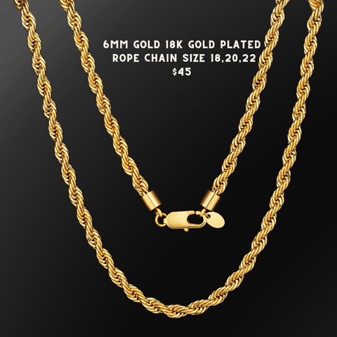 Red Leaf Bear - FREE Shipping Over $75 - Something for Everyone 18K Stainless Steel 6mm Rope Chain