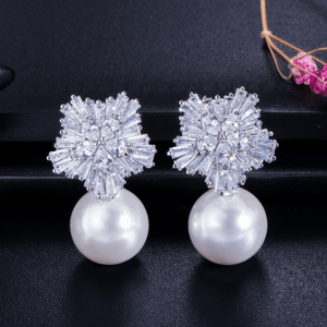 Red Leaf Bear - FREE Shipping Over $75 - Something for Everyone Crystal Big Pearl Earrings.
