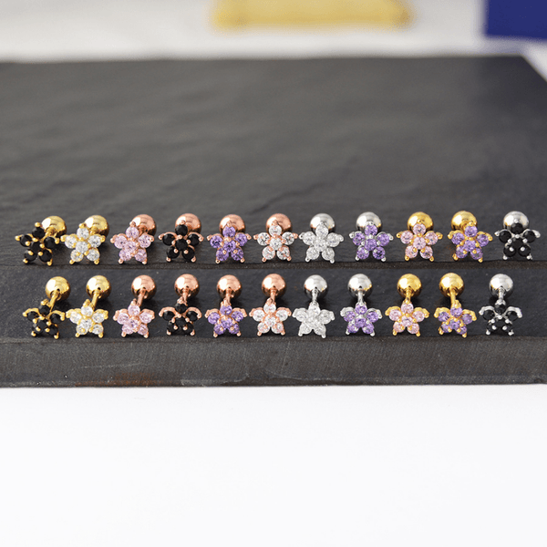 Red Leaf Bear - FREE Shipping Over $75 - Something for Everyone Stainless Steel Round Back Flower Studs Earring