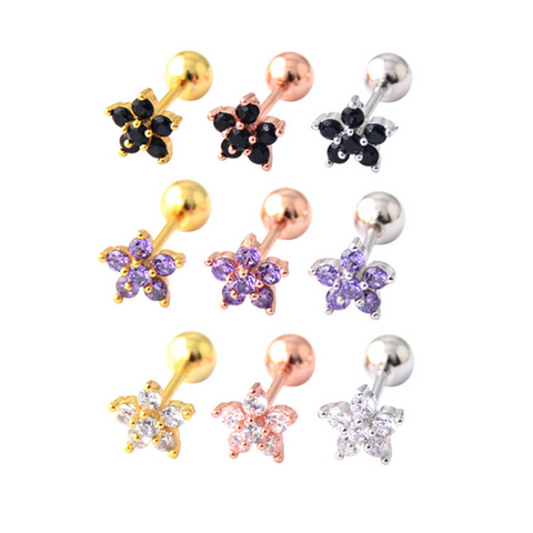 Red Leaf Bear - FREE Shipping Over $75 - Something for Everyone Stainless Steel Round Back Flower Studs Earring