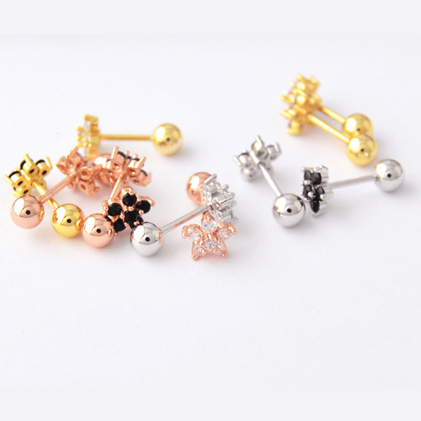 Red Leaf Bear - FREE Shipping Over $75 - Something for Everyone Stainless Steel Round Back Flower Studs Earring