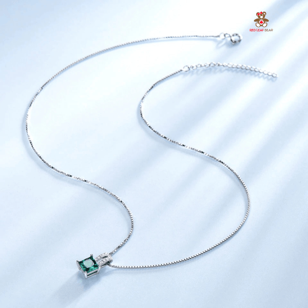 Red Leaf Bear - FREE Shipping Over $75 - Something for Everyone Sterling Silver Emerald Necklace