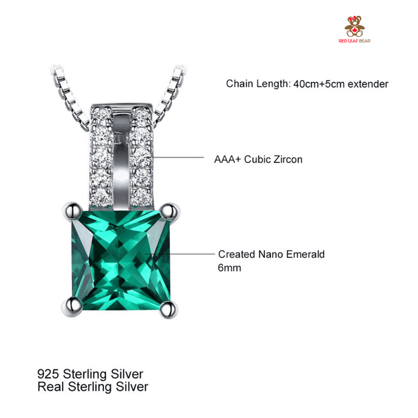 Red Leaf Bear - FREE Shipping Over $75 - Something for Everyone Sterling Silver Emerald Necklace