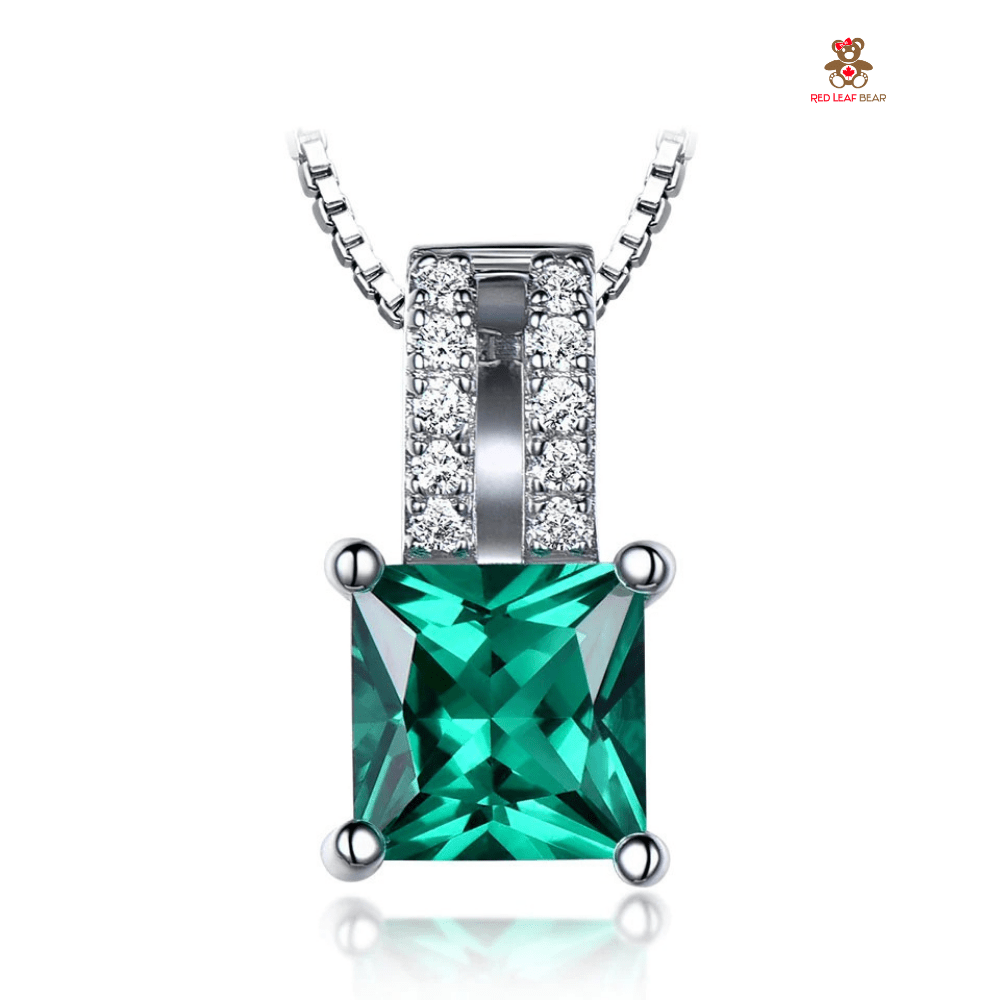 Red Leaf Bear - FREE Shipping Over $75 - Something for Everyone Sterling Silver Emerald Necklace