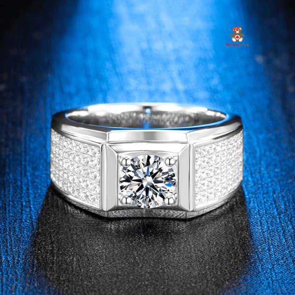 Red Leaf Bear - FREE Shipping Over $75 - Something for Everyone Sterling Silver Mens Moissanite One Carat Diamond Ring