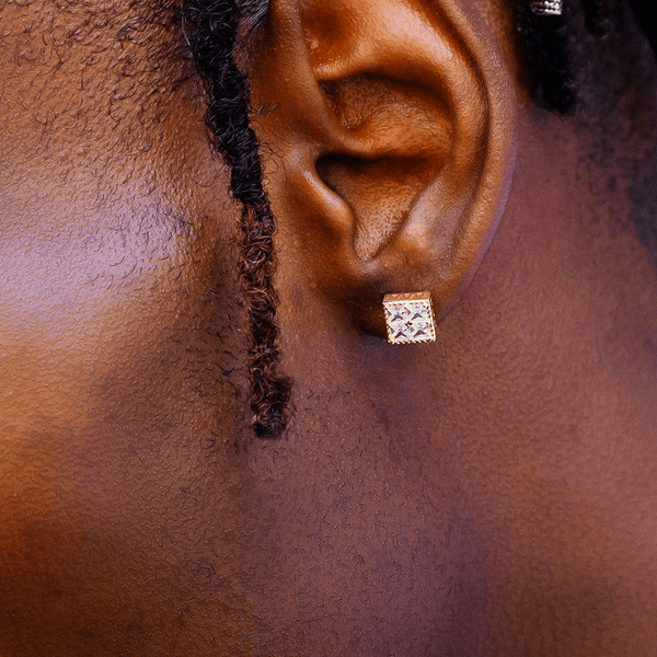 Red Leaf Bear - FREE Shipping Over $75 - Something for Everyone Sterling Silver Mens Square Earrings in Silver and Gold.
