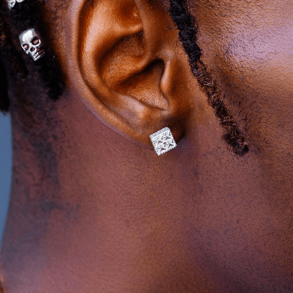 Red Leaf Bear - FREE Shipping Over $75 - Something for Everyone Sterling Silver Mens Square Earrings in Silver and Gold.