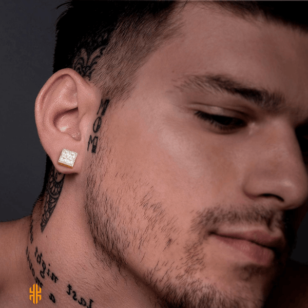 Red Leaf Bear - FREE Shipping Over $75 - Something for Everyone Sterling Silver Mens Square Earrings in Silver and Gold.