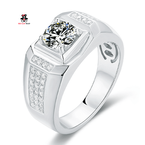 Red Leaf Bear - FREE Shipping Over $75 - Something for Everyone Sterling Silver Moissanite One Carat Mens Ring