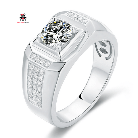 Red Leaf Bear - FREE Shipping Over $75 - Something for Everyone Sterling Silver Moissanite One Carat Mens Ring
